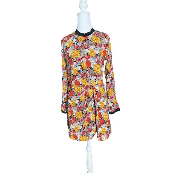 Zara TRF Floral Brocade Mini Dress Sz S Retro 70s Mod Urban Boho Tapestry Artsy - Picture 2 of 8